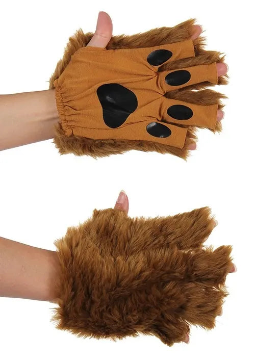 Adult Brown Fingerless Paws Main image