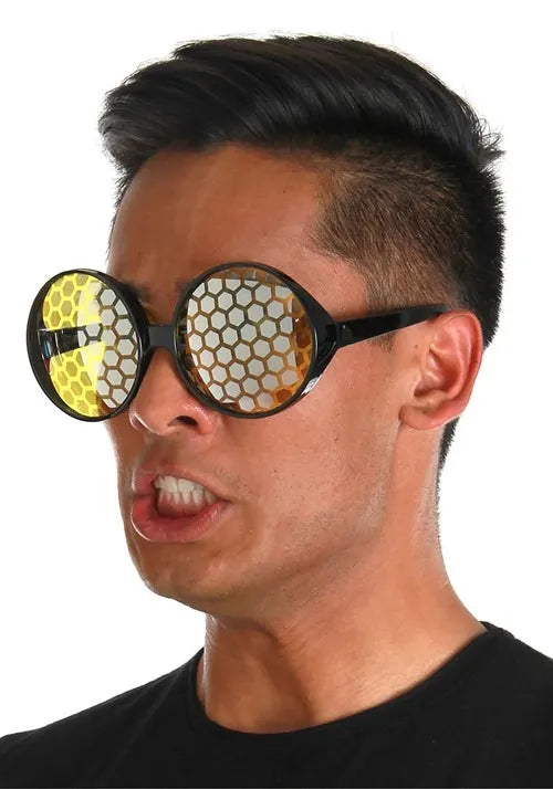 Black/Yellow Bug Eyes Glasses Main image