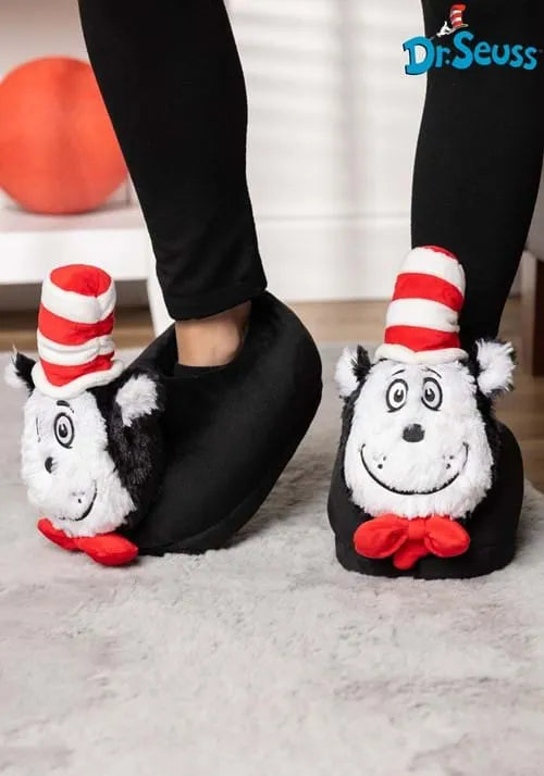 Cat in the Hat 3D Character Slippers for Adults