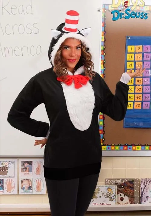Cat in the Hat Adult Hoodie Costume Top