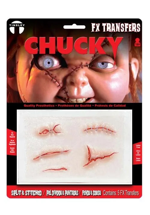 Child's Play Chucky Split and Stitched FX Transfer Makeup