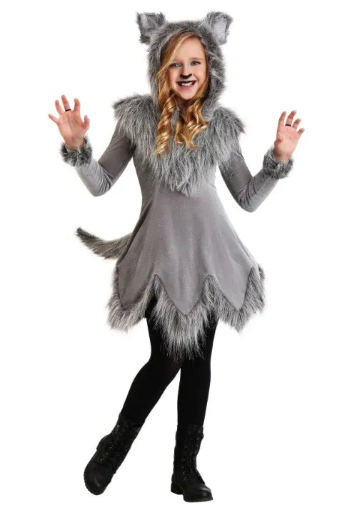 Girl's Grey Wolf Costume