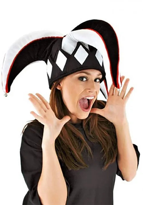 Black & White Court Jester Plush Costume Hat Main image