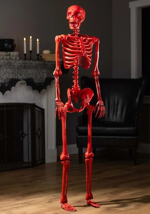 5FT Poseable Crazy Bones Skeleton in Red Decoration