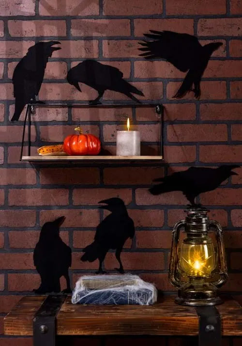 12 Piece Black Crow Stickers Decoration Main image