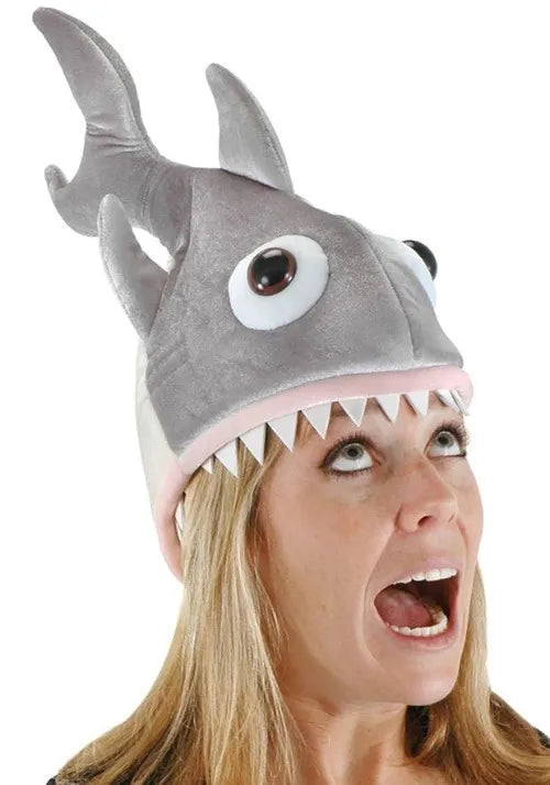 Deluxe Plush Grey Shark Bite Costume Hat