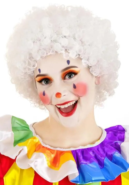 Adult Deluxe White Afro Wig Main image