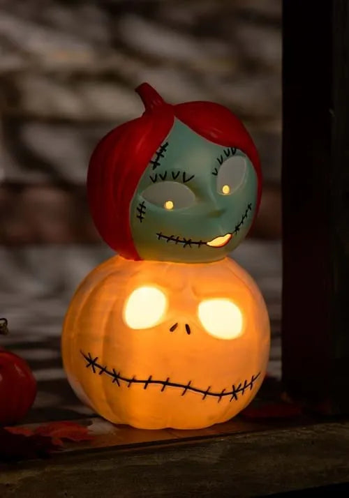 12-Inch Disney Jack and Sally Light Up Pumpkin Stack Decoration