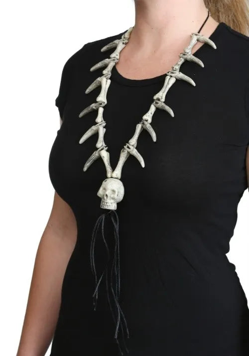 Adult Faux Ivory Necklace with Skull Pendant Main image