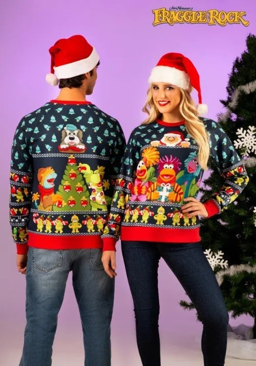Fraggle Rock Sublimated Adult Ugly Christmas Sweatshirt