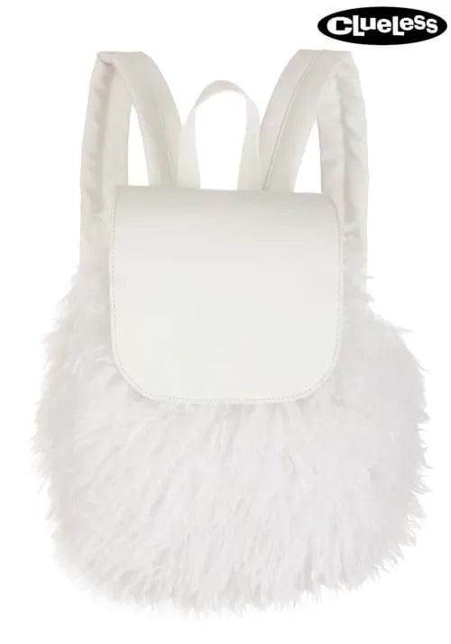 Clueless White Fuzzy Backpack