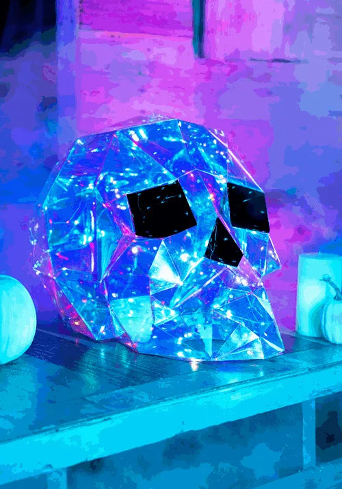 12-Inch Geometric Iridescent Skull Decoration Main image