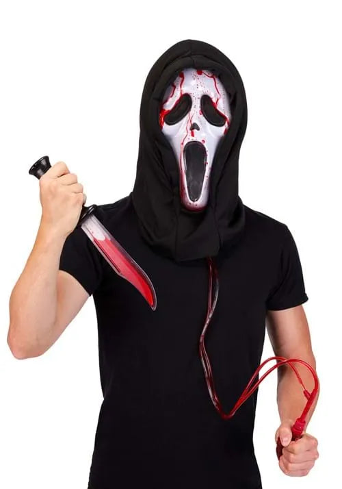 Adult Ghost Face Bleeding Mask with Knife Costume Kit Main image