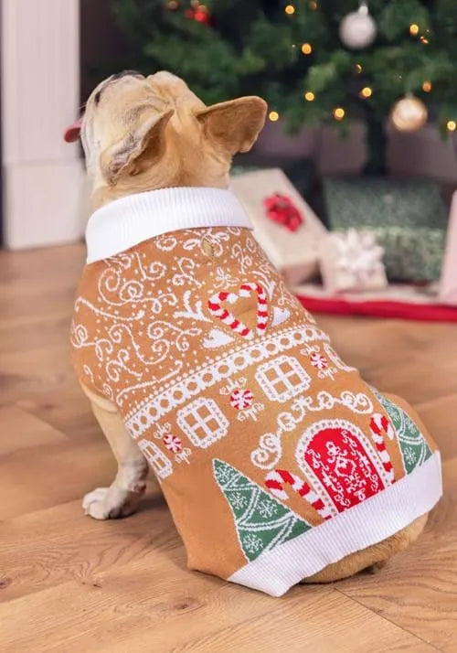 Gingerbread Holiday Pet Sweater