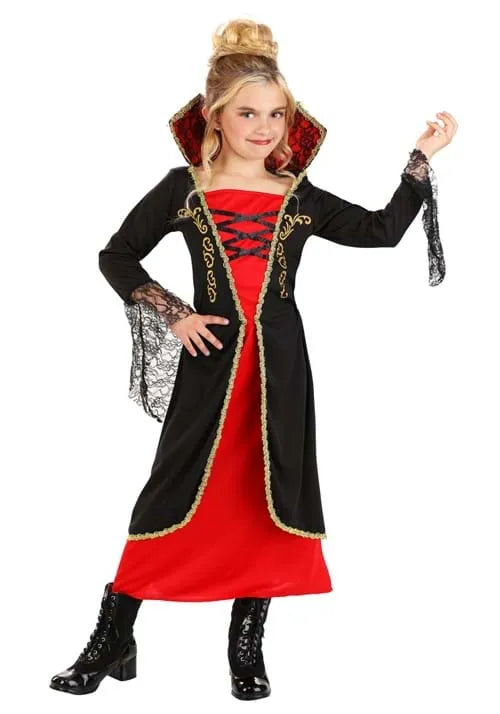 Girl's Black and Red Vampire Costume