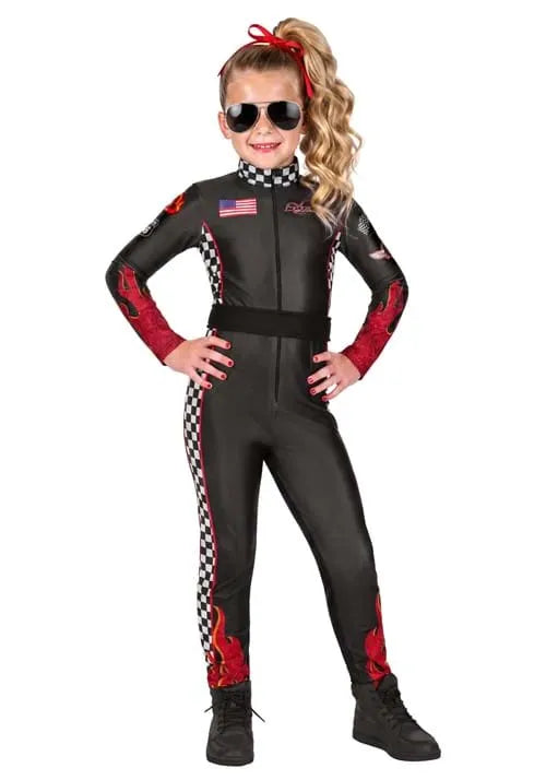 Girl's Fiery Race Car Driver Costume