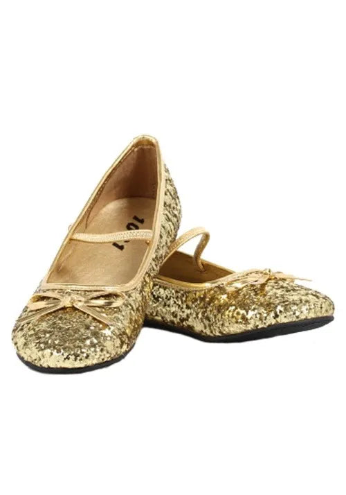 Girl's Gold Glitter Ballet Flats
