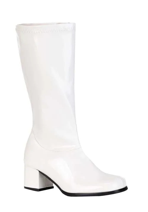 Girl's Patent White Gogo Costume Boots