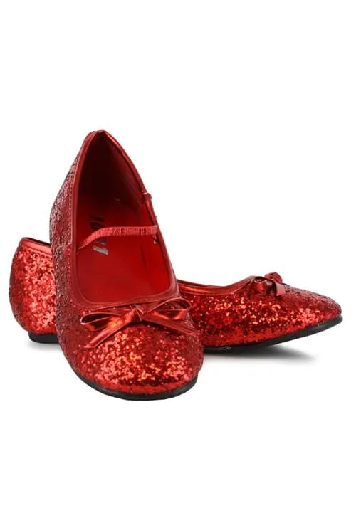 Girl's Red Ruby Glitter Ballet Flat Shoes