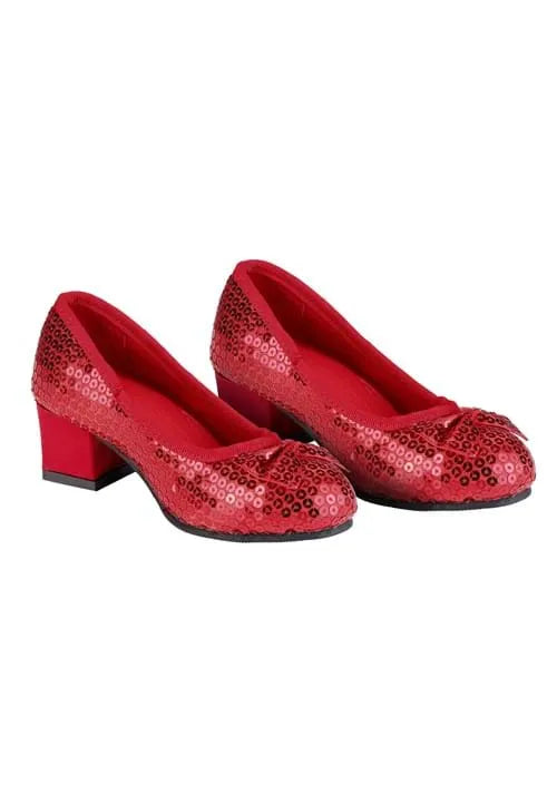Girl's Red Sequin Costume Shoes
