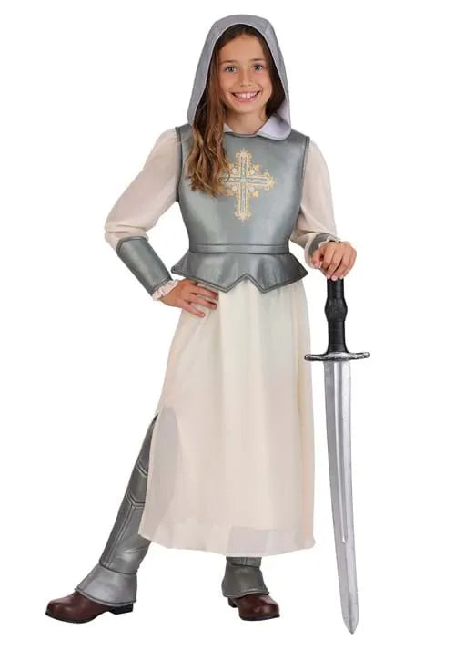 Girl's Shining Silver Joan of Arc Costume