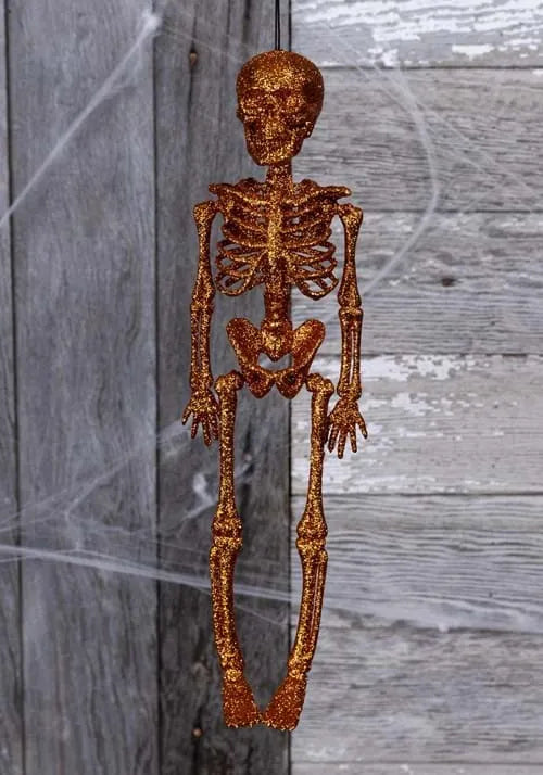16-Inch Glittering Orange Skeleton Decoration