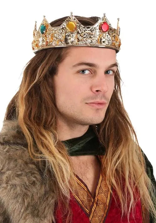 Adult Gold Jeweled King Costume Crown
