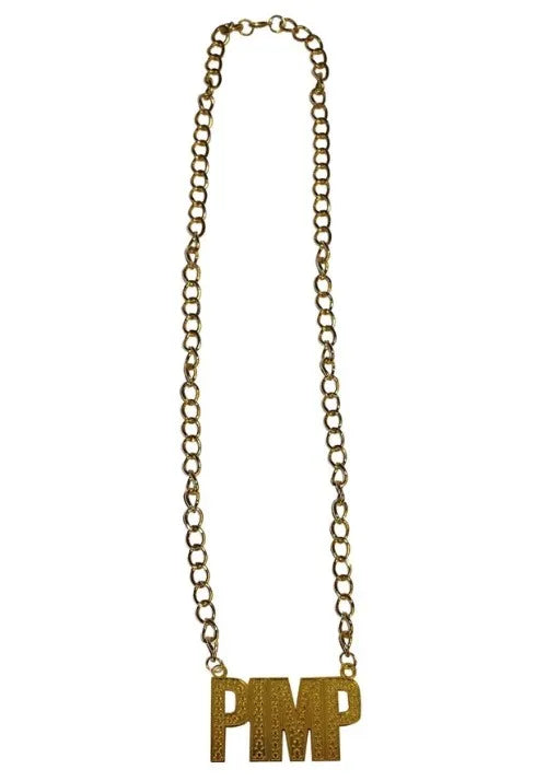 Gold Pimp Costume Necklace Accessory