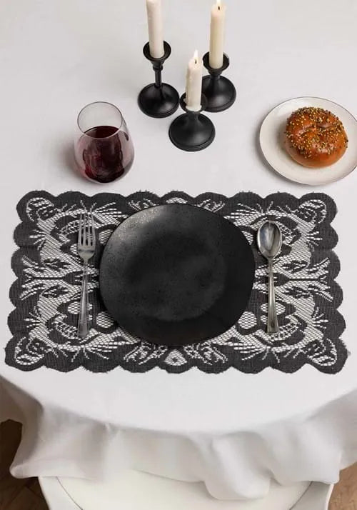 18L x 12W Gothic Black Skull Table Mat Decoration Main image