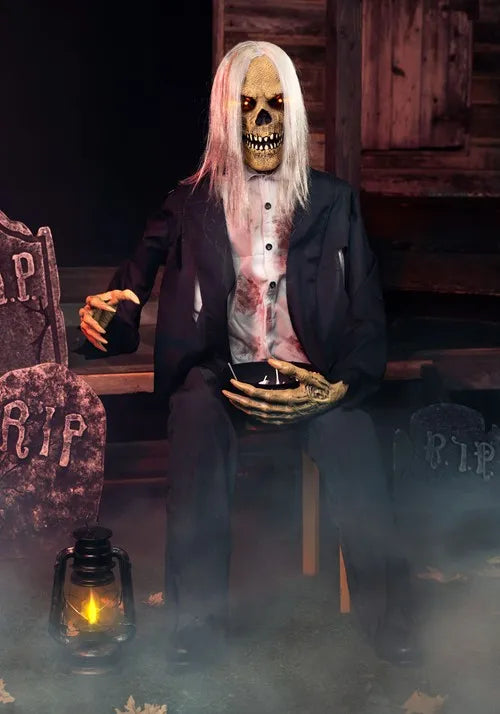 4.8FT Grabby Gutfried the Seated Zombie Animatronic Decoration