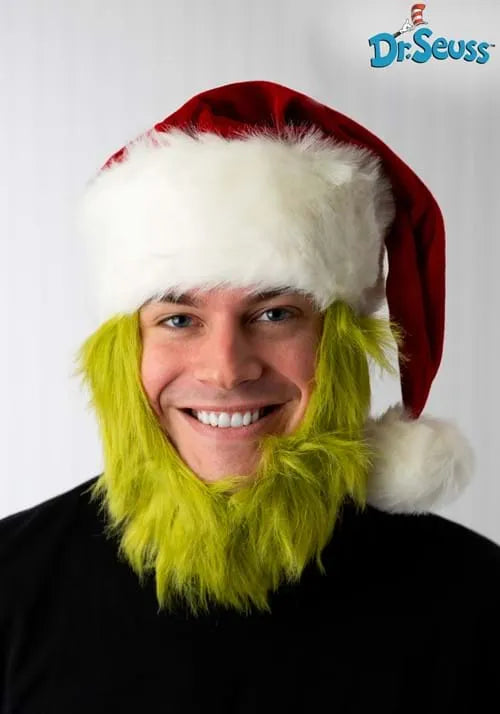 Grinch Costume Hat with Fur Beard