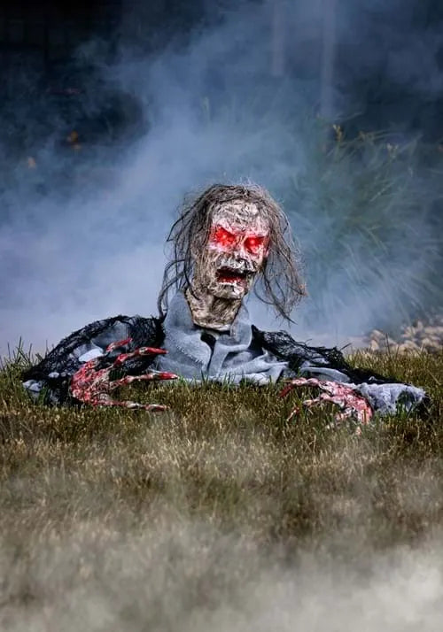 14-Inch Half Body Zombie with Red Light Up Eyes Decoration Main image