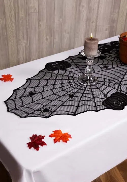 72L x 27W Halloween Black Pumpkins Table Runner Decoration