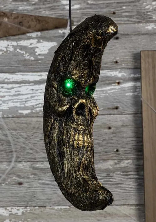 16-Inch Hanging Foam Moon with Green Light Up Eyes Decoration