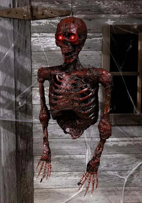 30-Inch Hanging Half Skeleton with Light Up Red Eyes Decoration Main image