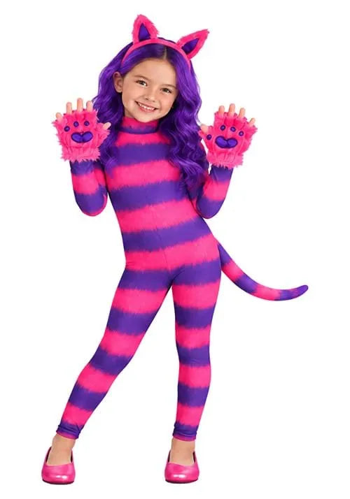 Girl's Feisty Cheshire Cat Bodysuit Costume