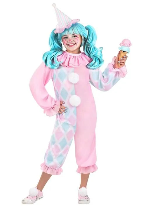 Girl's Pastel Pom Pom Clown Costume