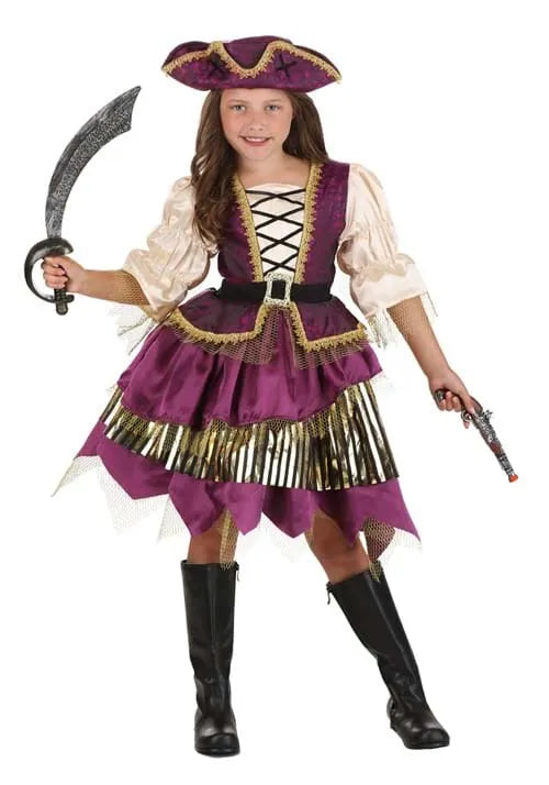 Girl's Deluxe Purple Pirate Costume Dress