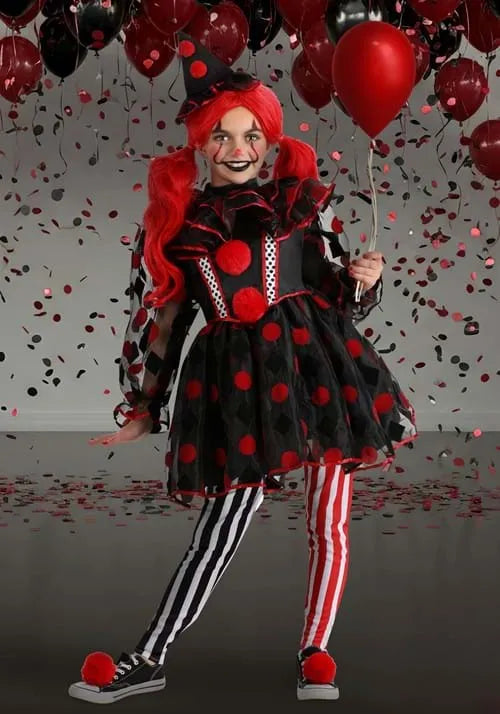 Girl's Wonderland Red Clown Costume