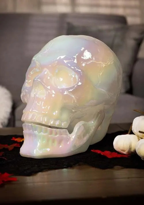 10-Inch Large Pearl Oil Slick Skull Decoration