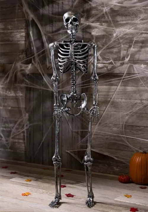 5FT Life Size Dark Grey Skeleton Decoration Main image