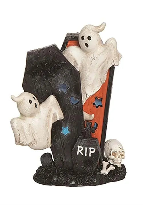 9.5-Inch Light Up Ghost in Coffin Decorative Figure Main image