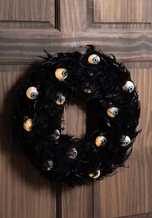 16-Inch Light Up Spooky Eyes Halloween Wreath Decoration