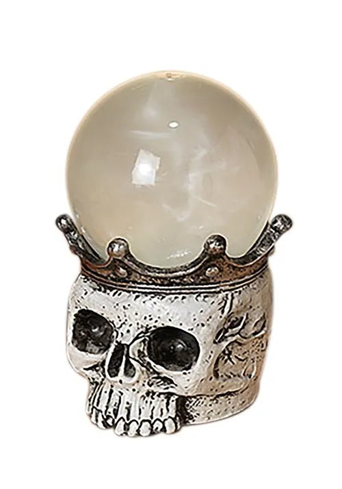 7.5-Inch Lighted Spinning Smoky Water Globe Skull Decoration Main image