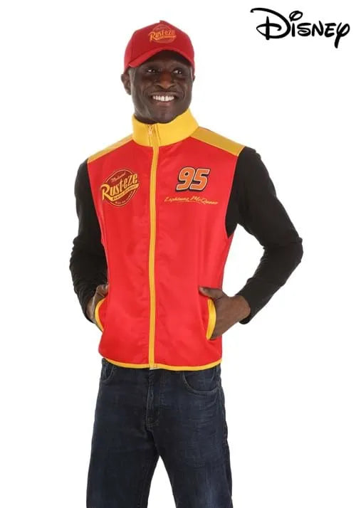 Adult Lightning McQueen Crew Hat & Vest Costume Kit Main image