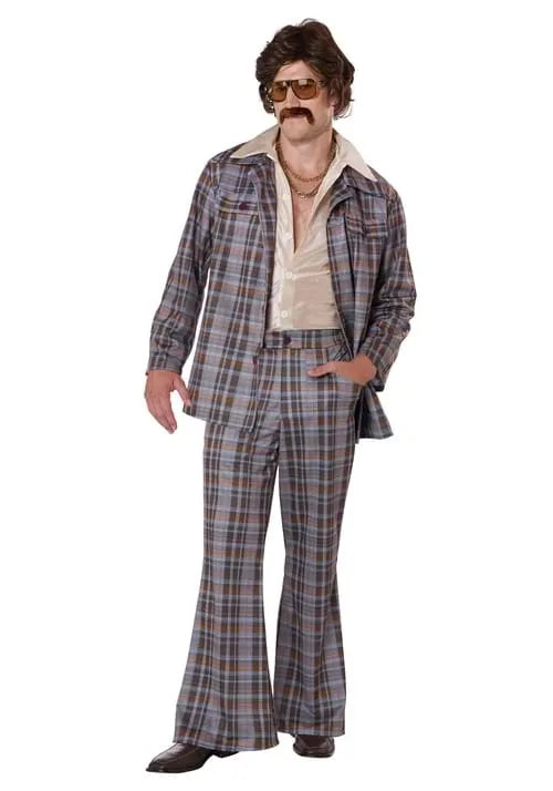 3 Piece 70's Plaid Leisure Suit Costume for Men Main image
