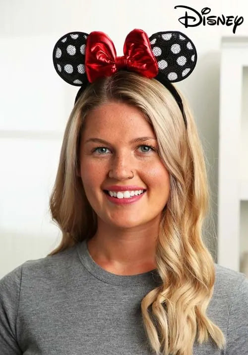 Disney Minnie Mouse Polka Dot Sequined Costume Ears Headband