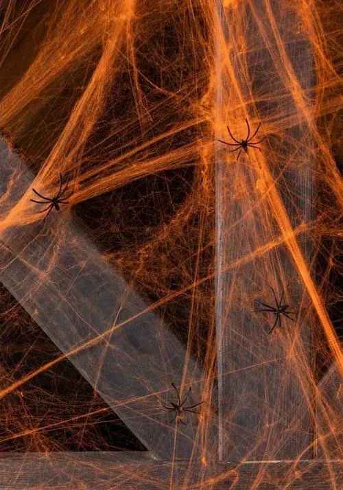 200 Square FT Orange Spider Web Decoration Main image
