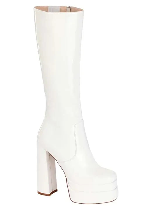 Adult White Patent Platform Gogo Boots Main image