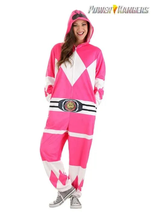 Adult Power Rangers Pink Ranger Hooded Union Suit